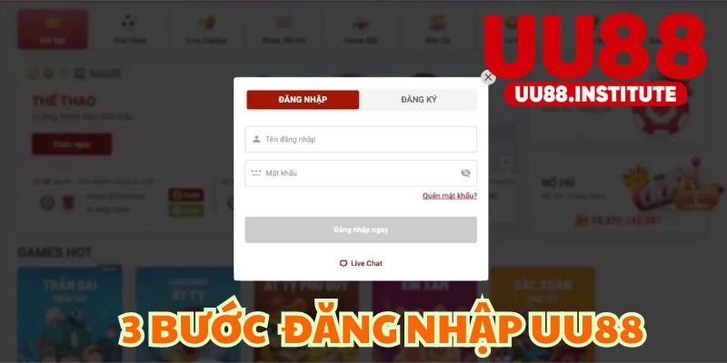 3 bước đăng nhập vào hệ thống UU88 tổng quan